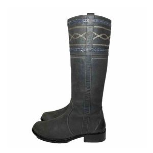 Ruff Hewn Sundancer Boots Gray Distressed Leather Tall Riding Women’s 8 M *Read